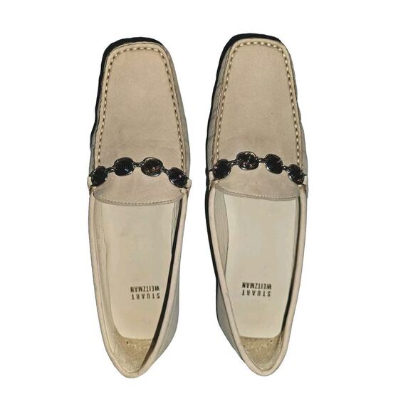 NWOB! Stuart Weitzman Suede Leather Driving Loafer Jeweled Women's Size 7.5 Tan - Picture 6 of 16